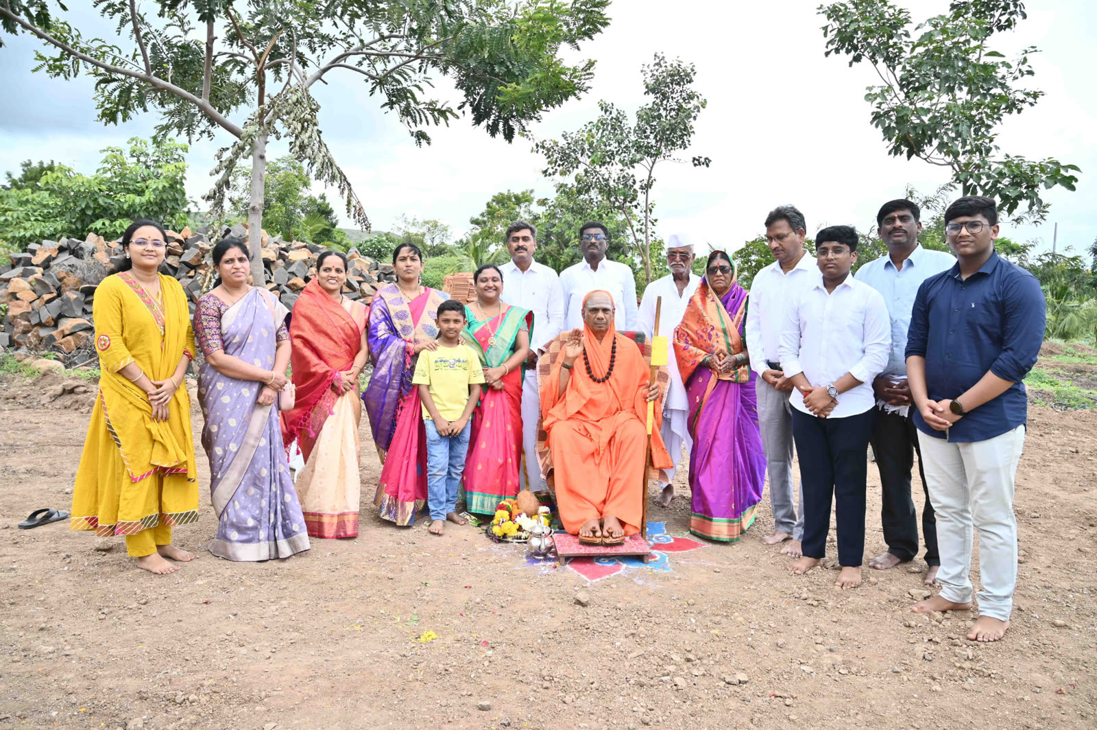 Family and well-wishers at the bhoomi puja