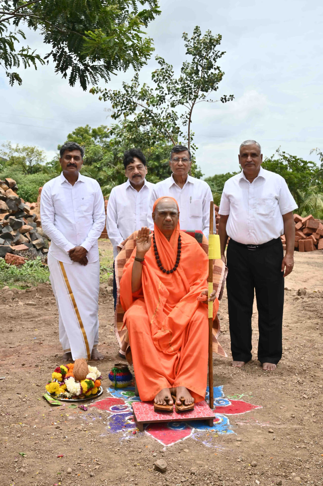 Bhoomi puja at the new construction site